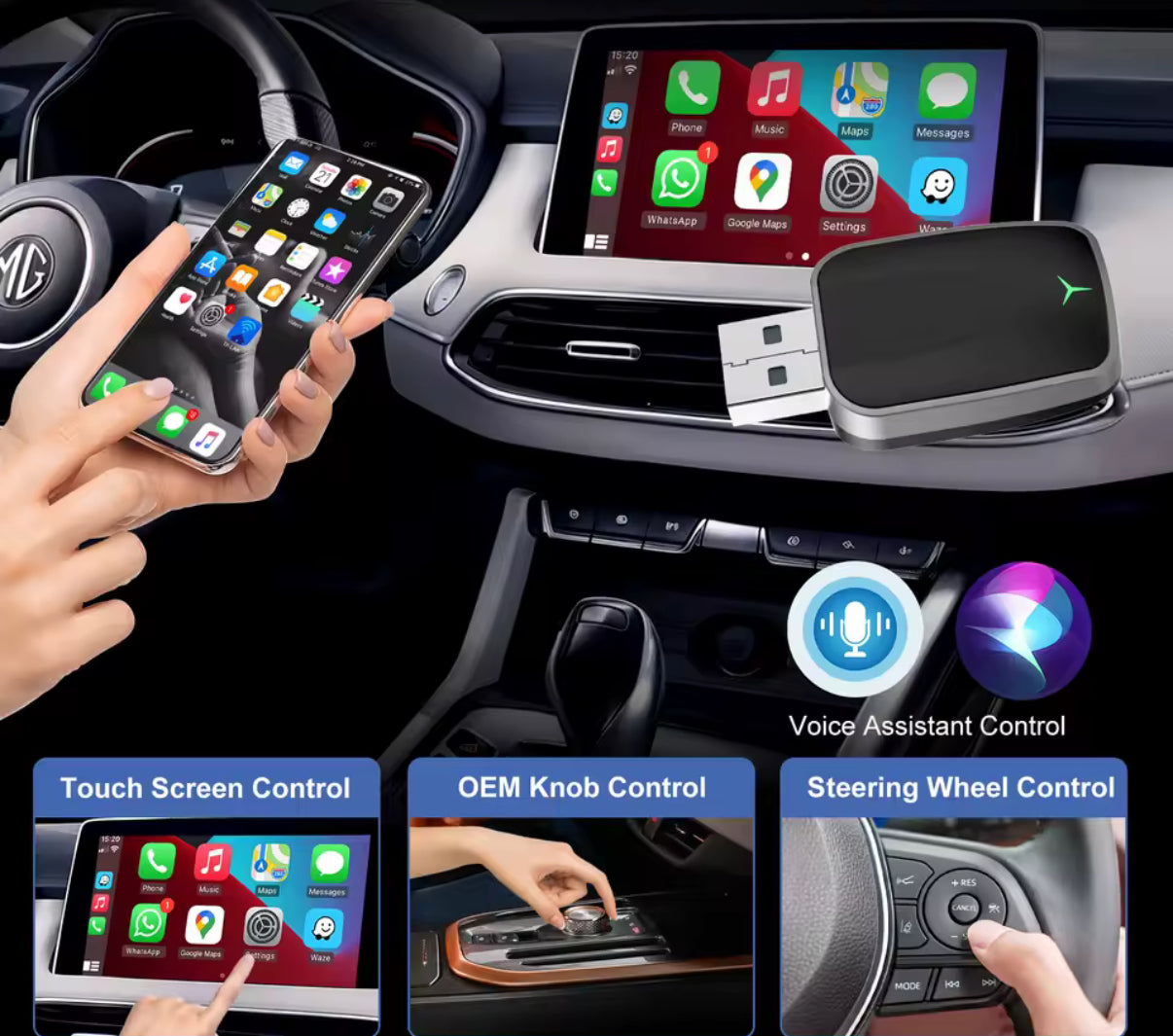 Mini draadloze CarPlay & Android Auto-adapter – Plug & Play Dongle